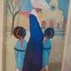 Oil painting on canvas board, Rodolfo Marma "The Nuns" Saint-E