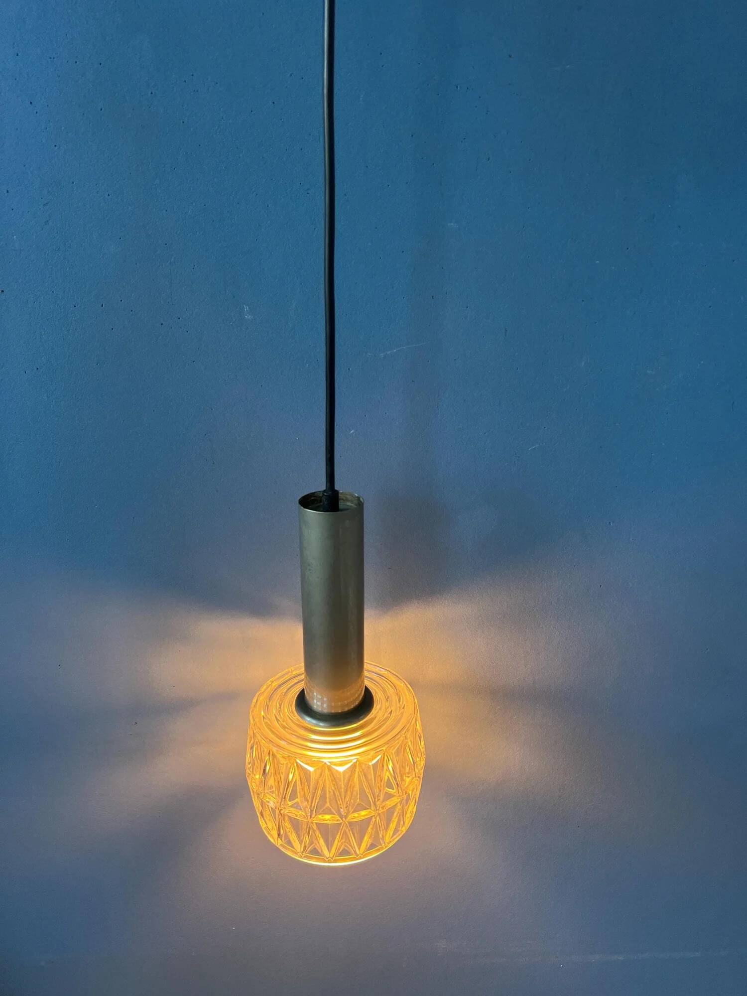 Mid-century crystal glass pendant lamp