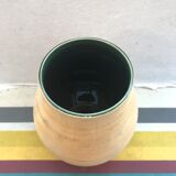 Vase Old CeramicCAPVERN Main Decoration Salins FRANCE Beige inter. Vintage Green