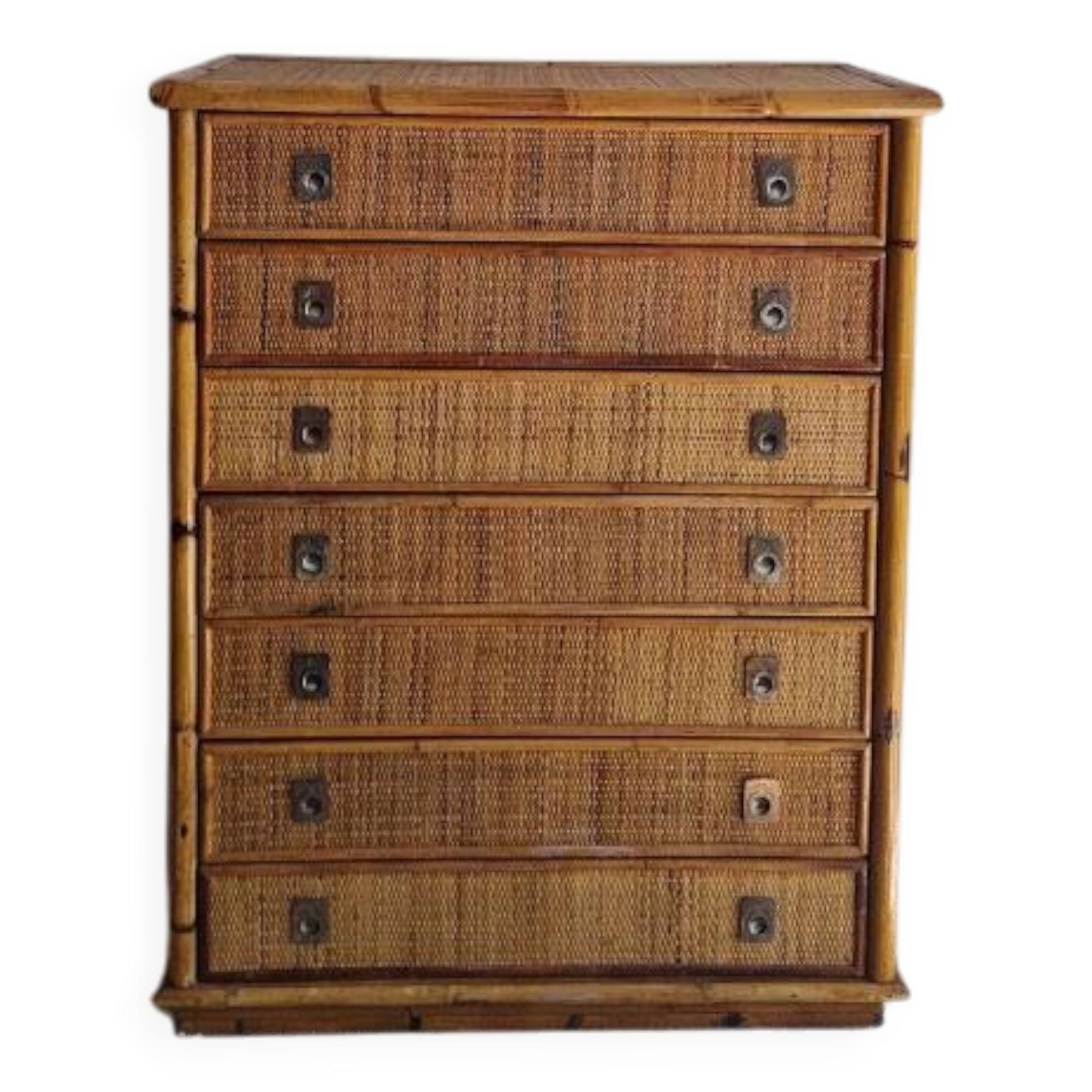Rattan chest of drawers circa 1970, Dal Vera
