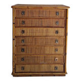 Rattan chest of drawers circa 1970, Dal Vera