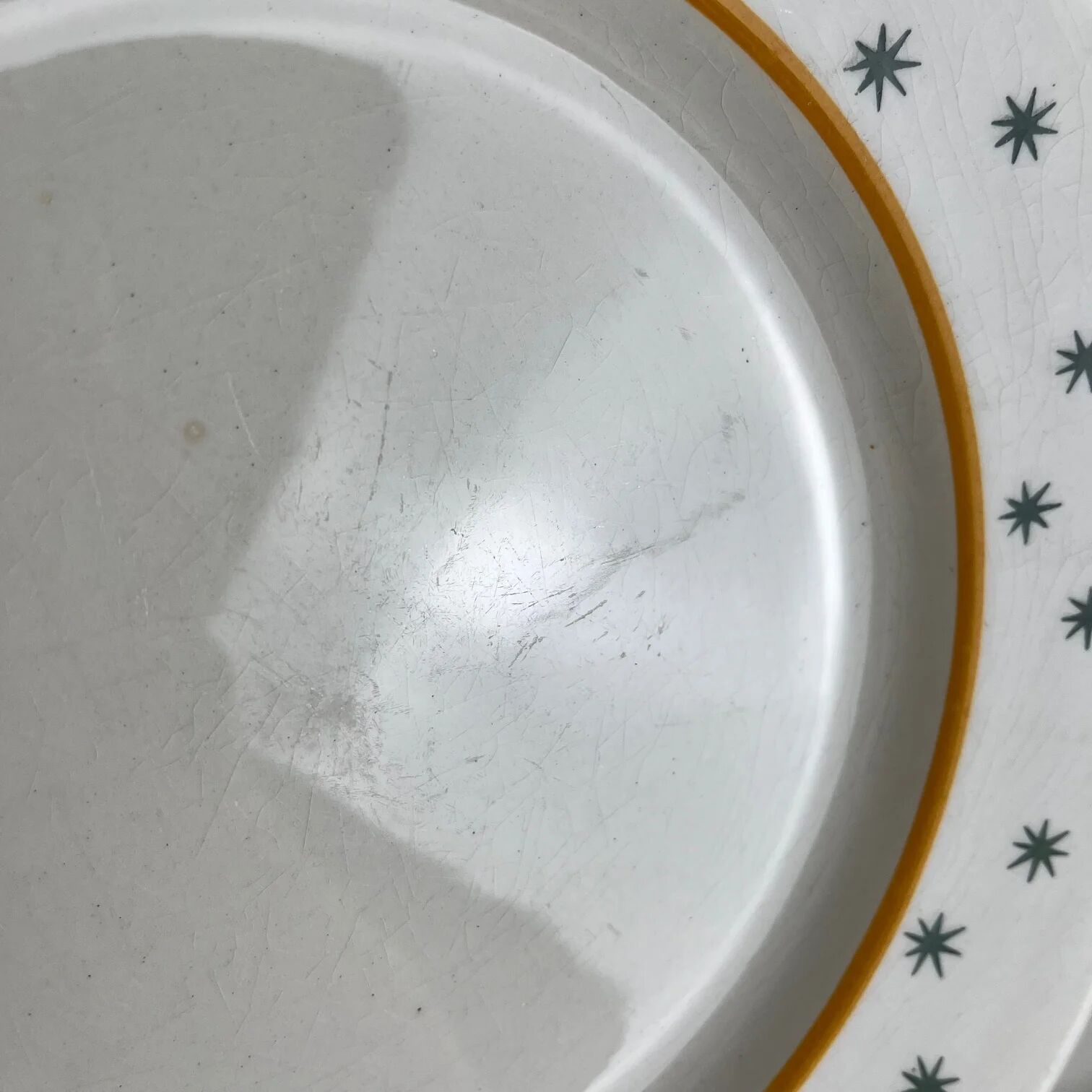 Set of 6 flat plates GIEN, Primefleur creation, model "Constellation", 1950.