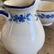 Handcrafted ceramic pitcher and bowl signed – blue decor – vintage tableware