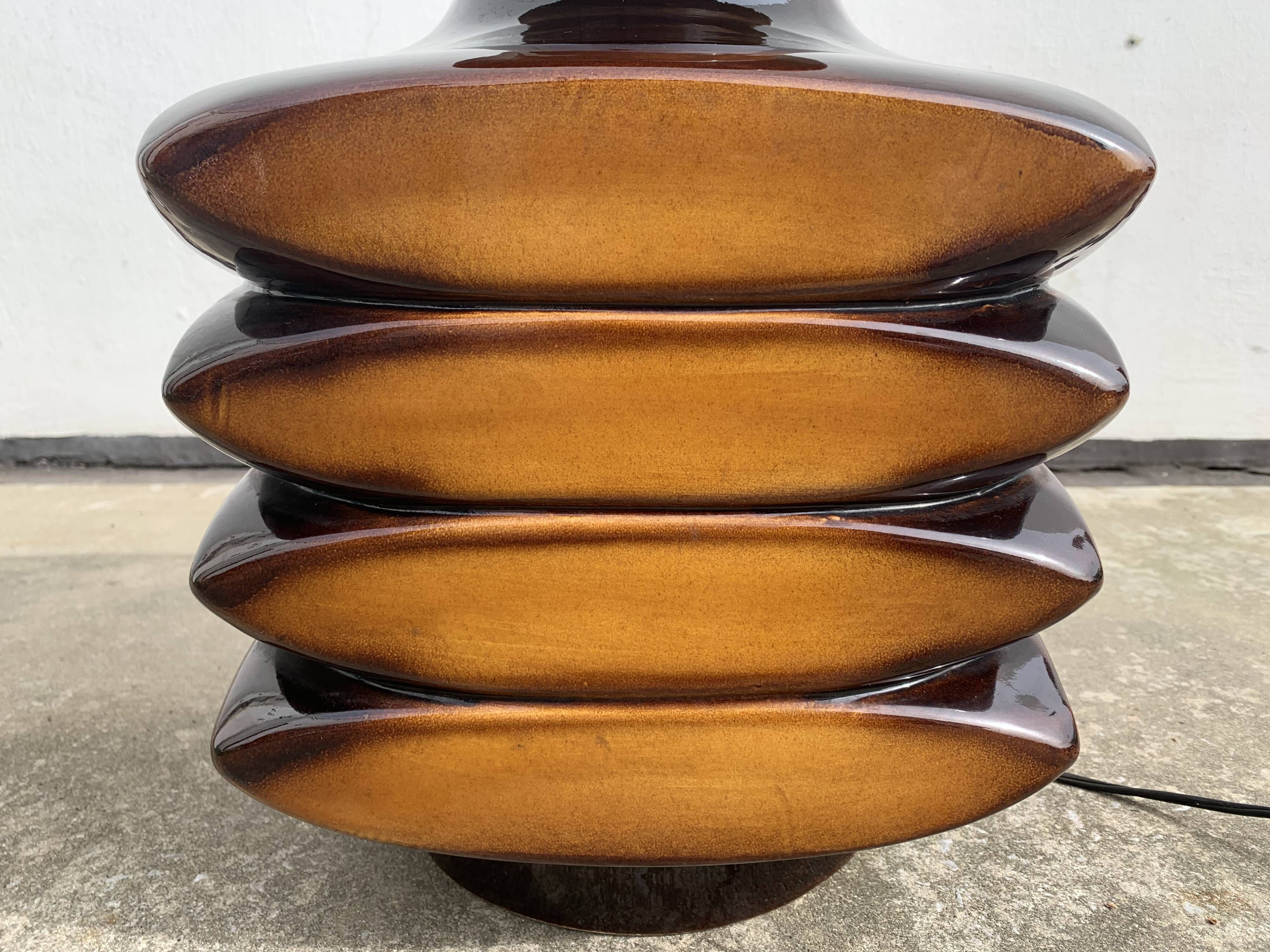 Cari Zalloni yellow brown ceramic lamp foot 1970