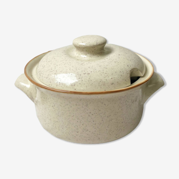 Beige speckled stoneware tureen Tulowice Poland 1970