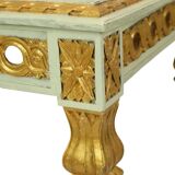 Console d'appoint ancienne en marbre vert doré d'époque Louis XVI