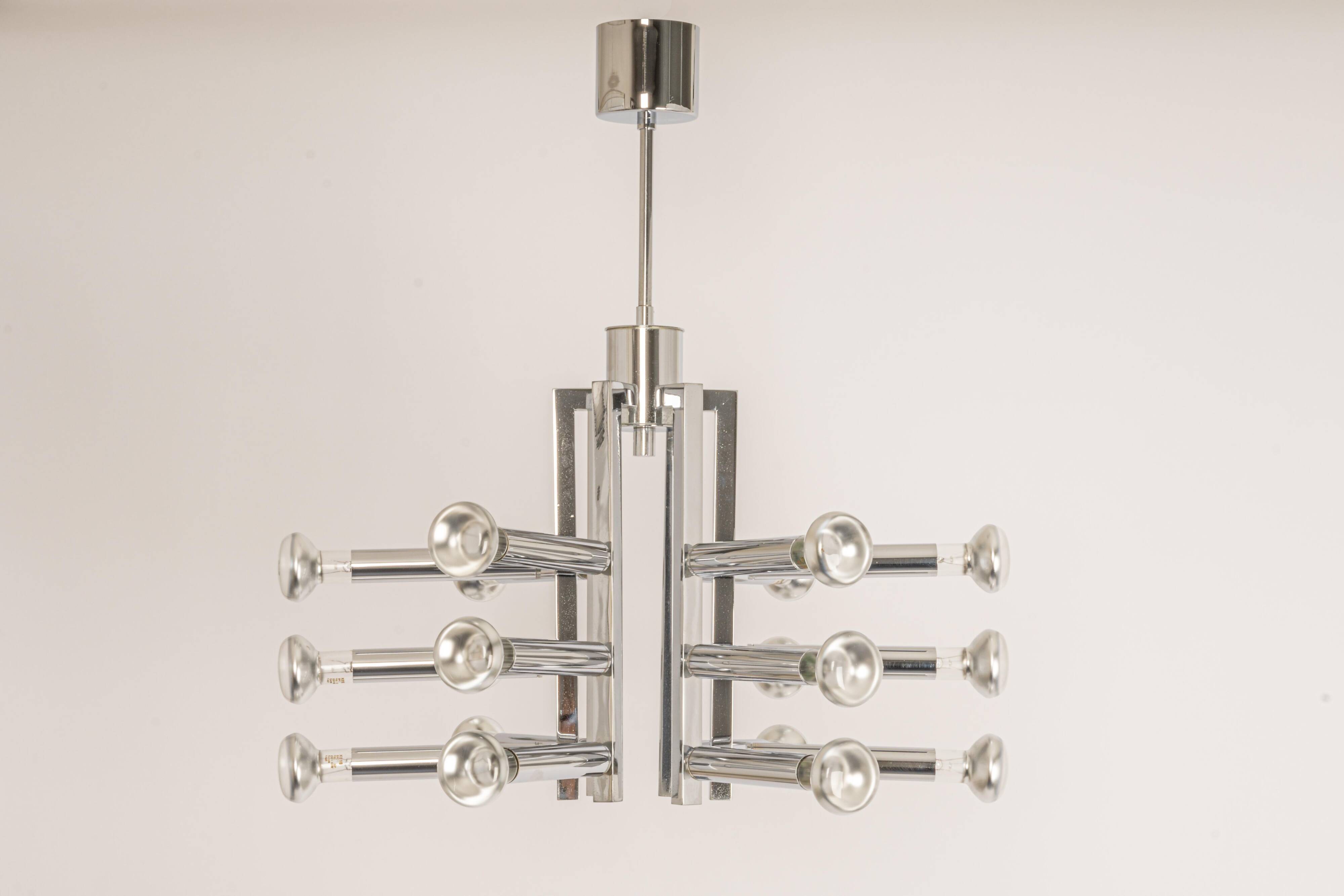 Large chrome Sputnik Atomium chandelier from the space age by Cosack, Germany, 1970s.