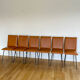 Set of 6 brown skaï chairs and black metal, 1960