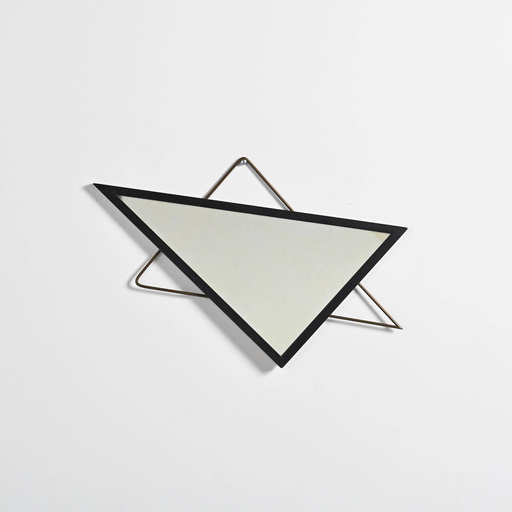 Miroir français en métal et laiton, années 1950