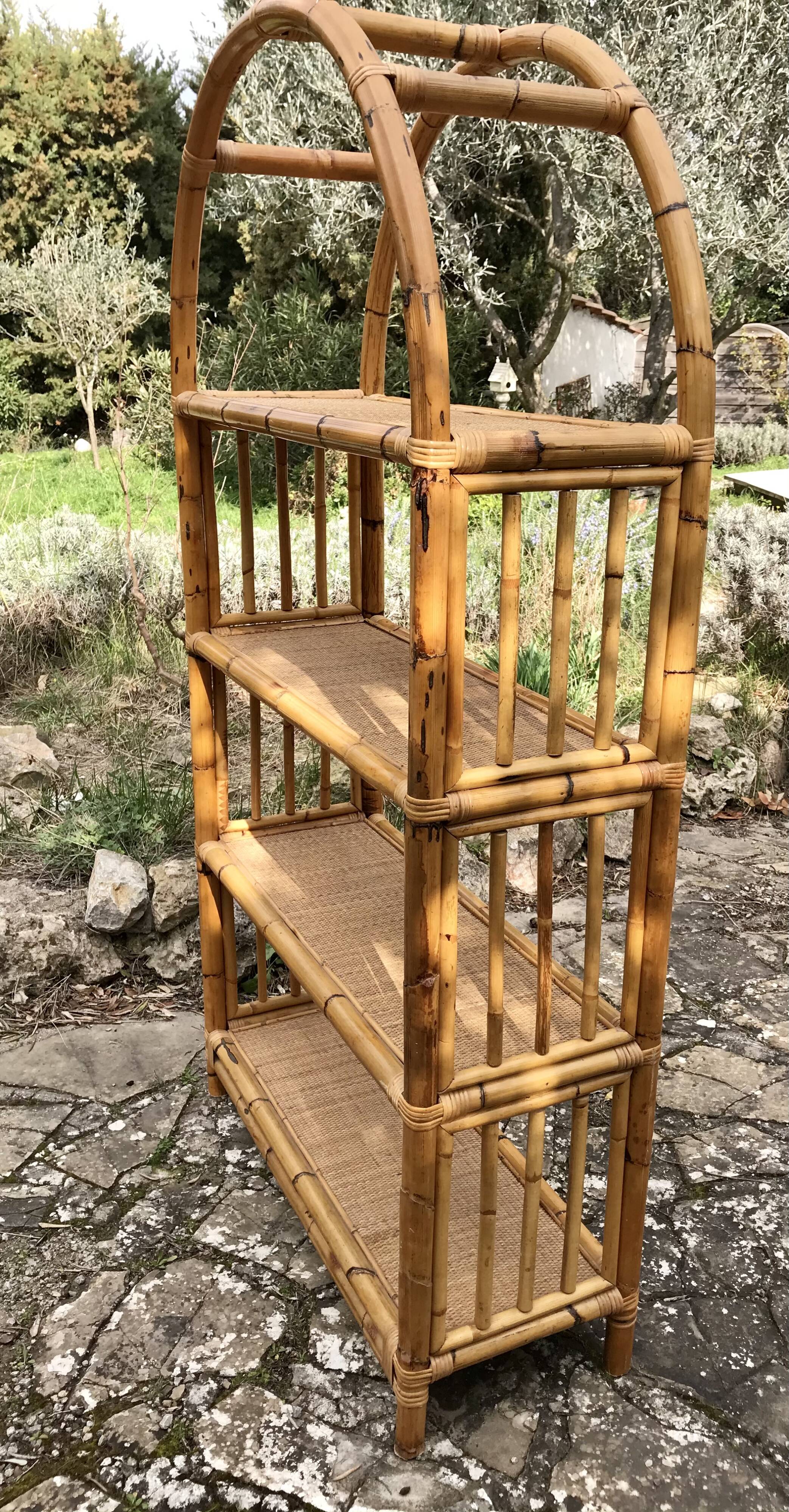 Vintage rattan library