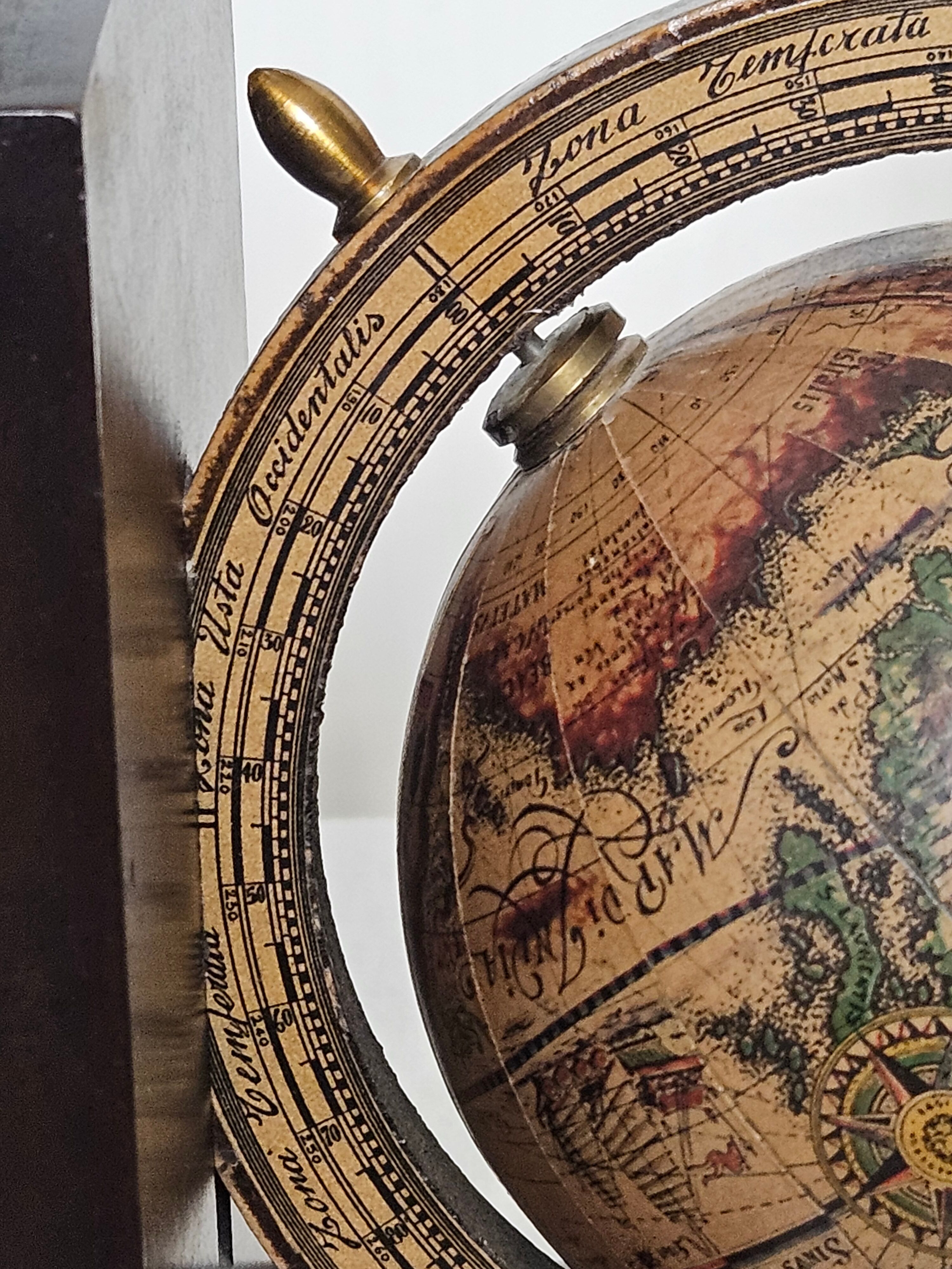 Pair of vintage world map bookends Italy