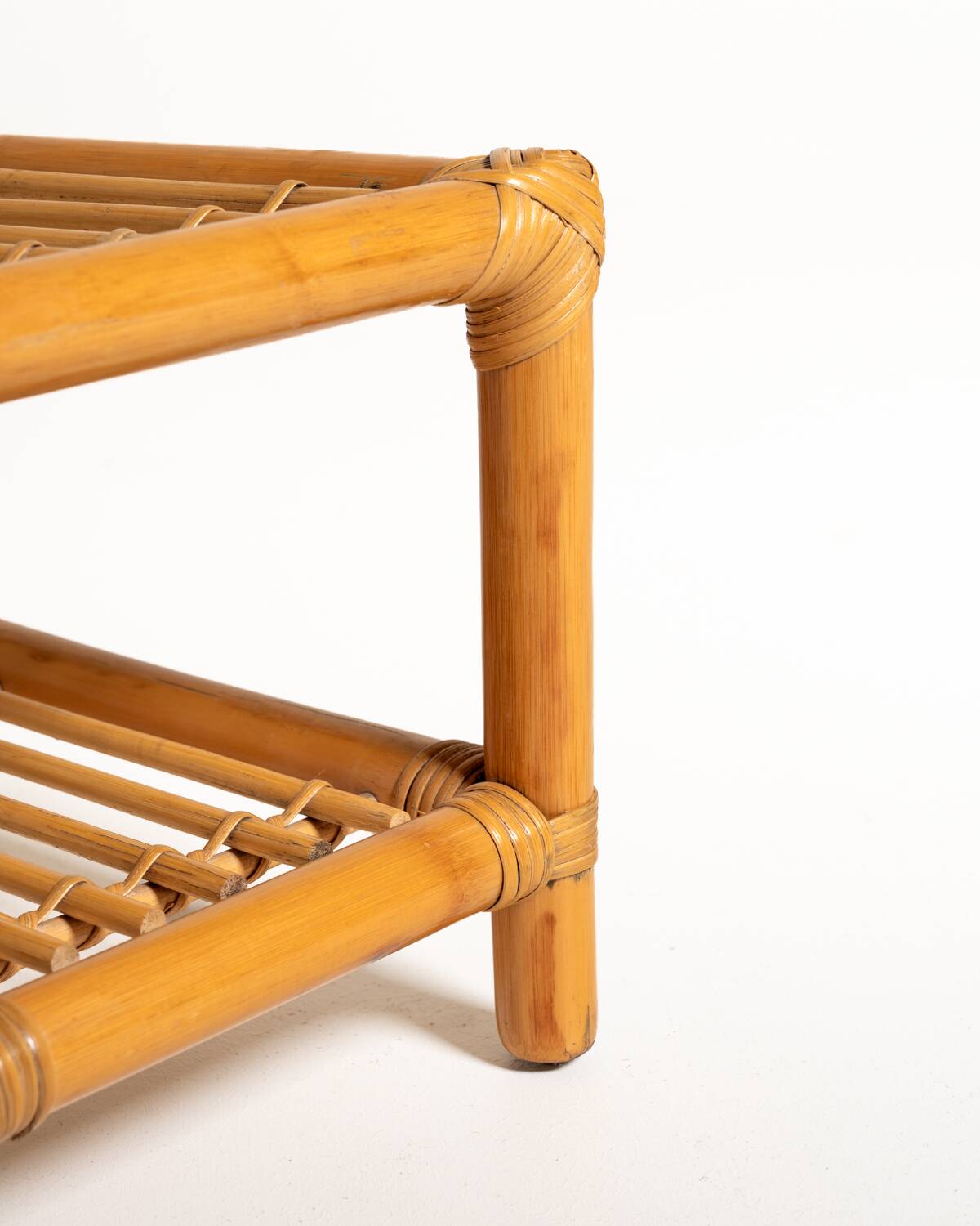 Scandinavian bamboo and rattan bench, second half of the 20th century