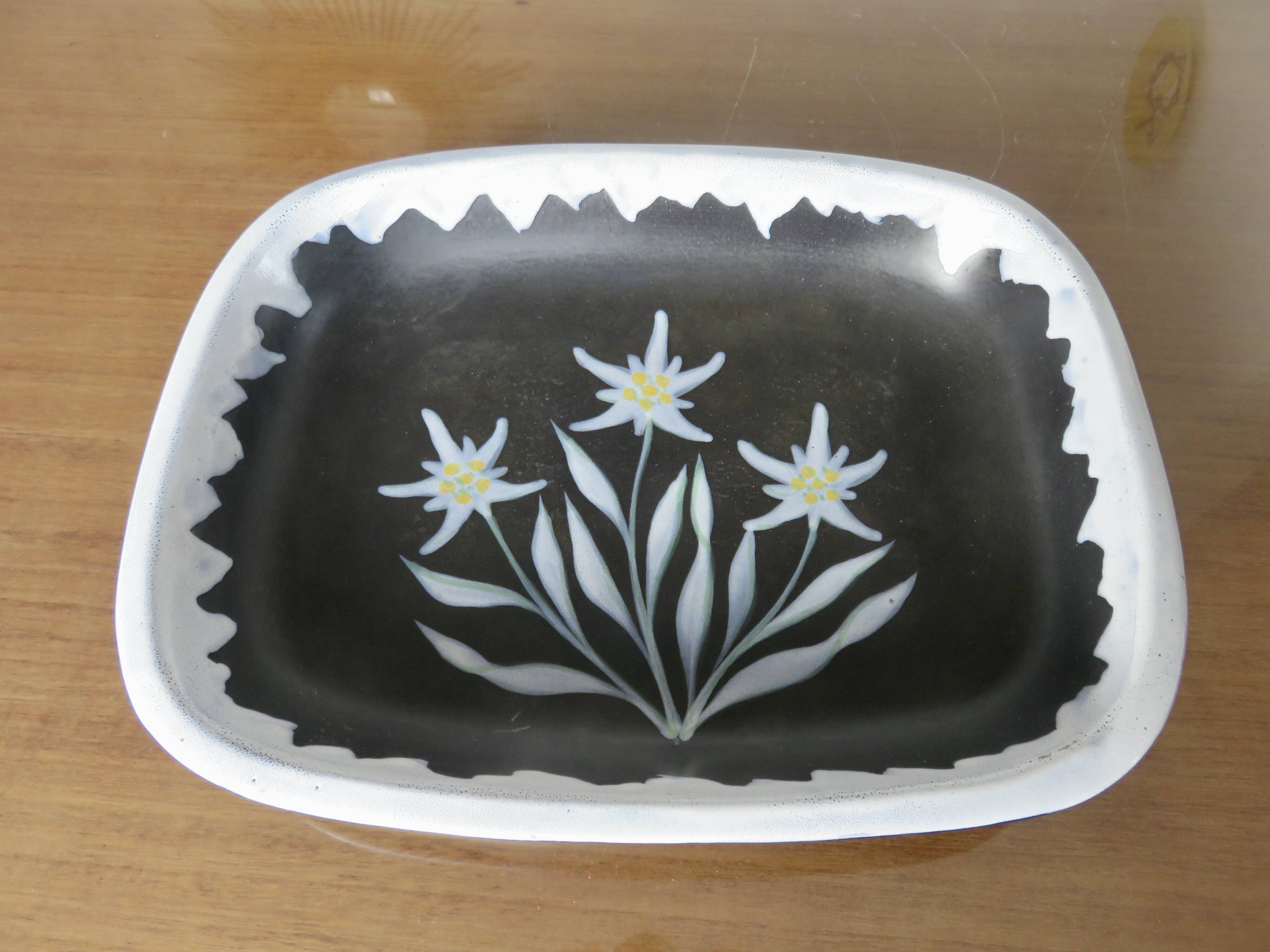 Set of 2 "Gabriel Fourmaintraux" ceramic dishes, 50s-60s