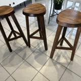 Set of 3 Vintage Brutalist Bar Stools from the 1970s