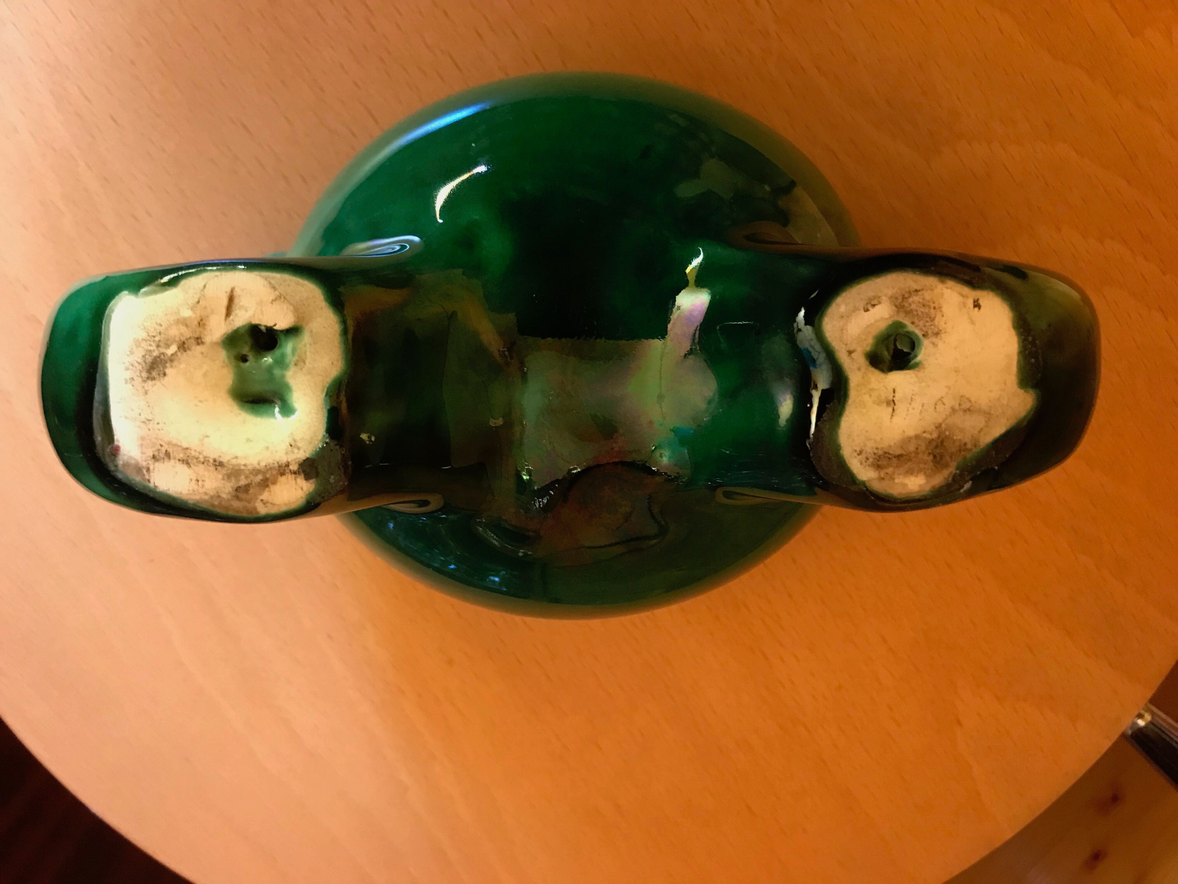 Green ceramic candlestick