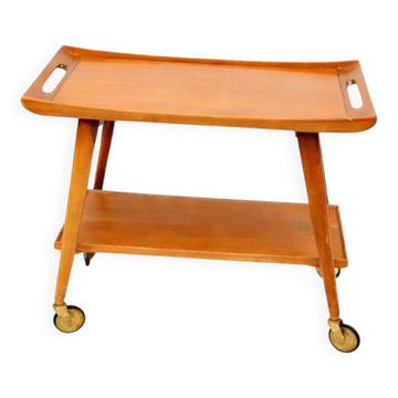 Chariot de bar en teck allemand des années 50 fabriqué par Opal Furniture, années 1960.