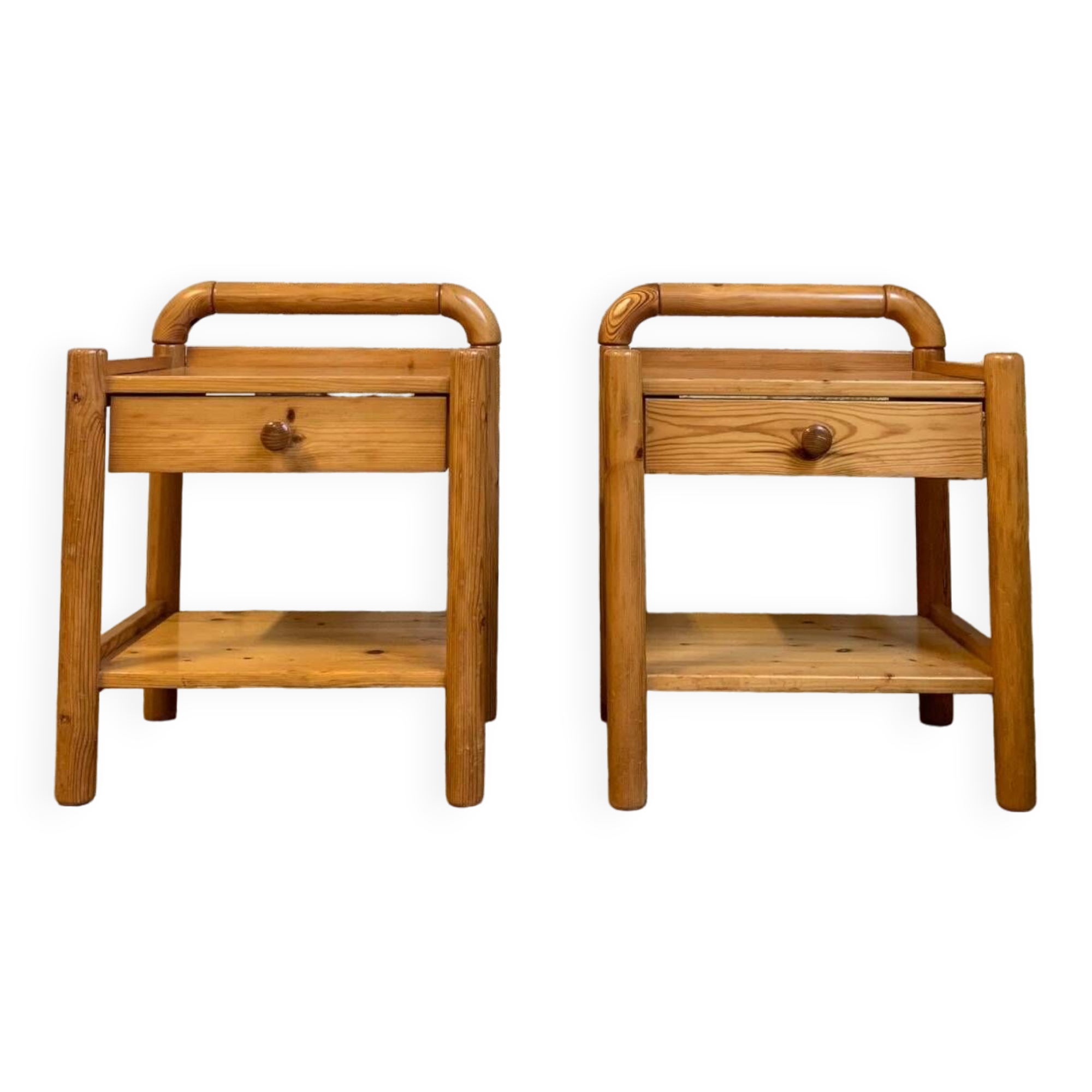 Pair of solid pine nightstands, Circa 1980s