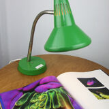 Adjustable Desk Lamp in Green Painted Metal and Chrome-Plated Spiral Arm from TEP, 1970s