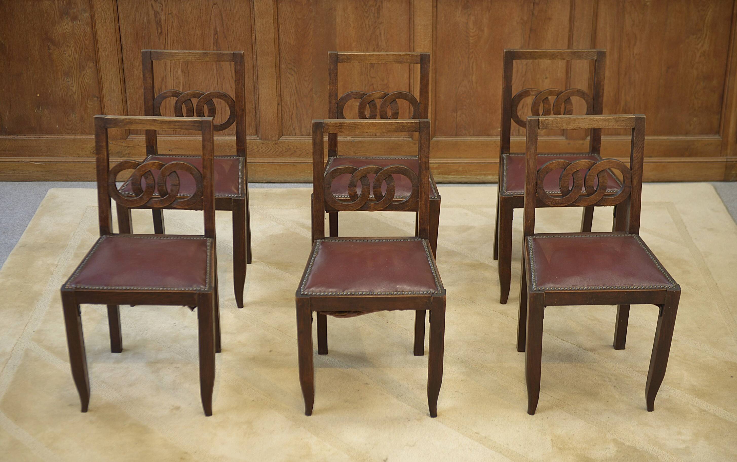 Ensemble de 6 chaises en chêne 1950’s
