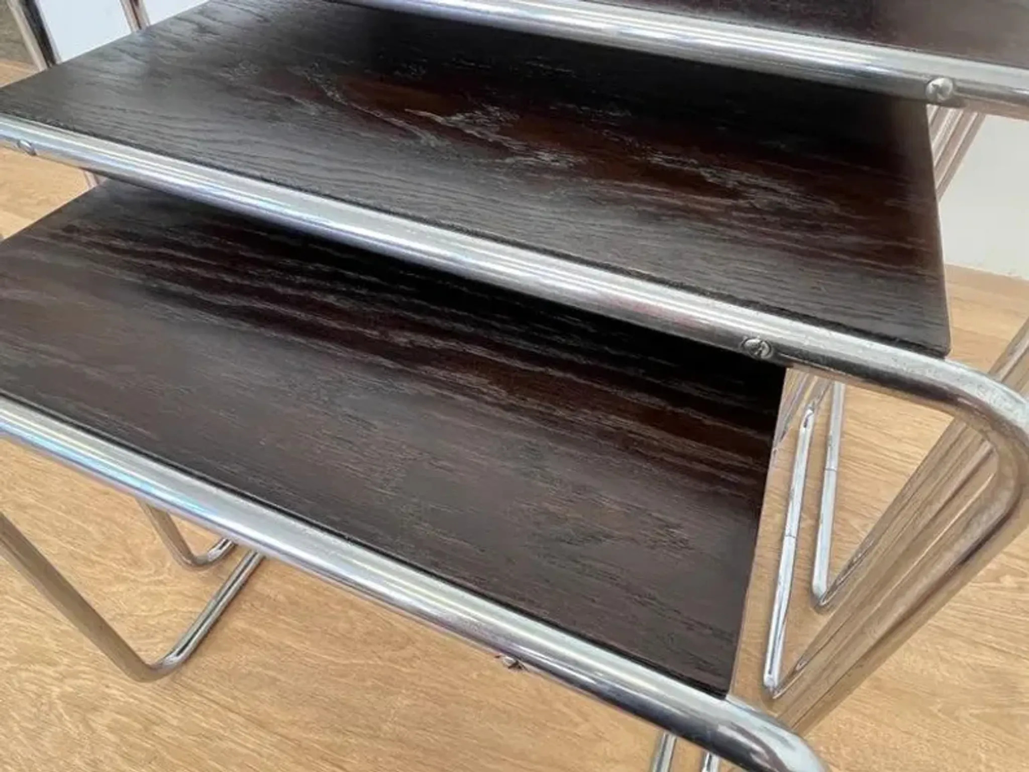 Rare Bauhaus chrome Nesting Tables B9, Marcel Breuer-1940s