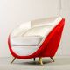 Guglielmo Veronesi Silver & Red Velvet Italian Lounge Chair for ISA Bergamo