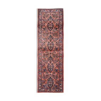 Traditional pink wool persian runner rug handwoven oriental wool carpet runner 85x295cm