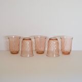 Set of 5 pink Rosaline glasses - Arcoroc France