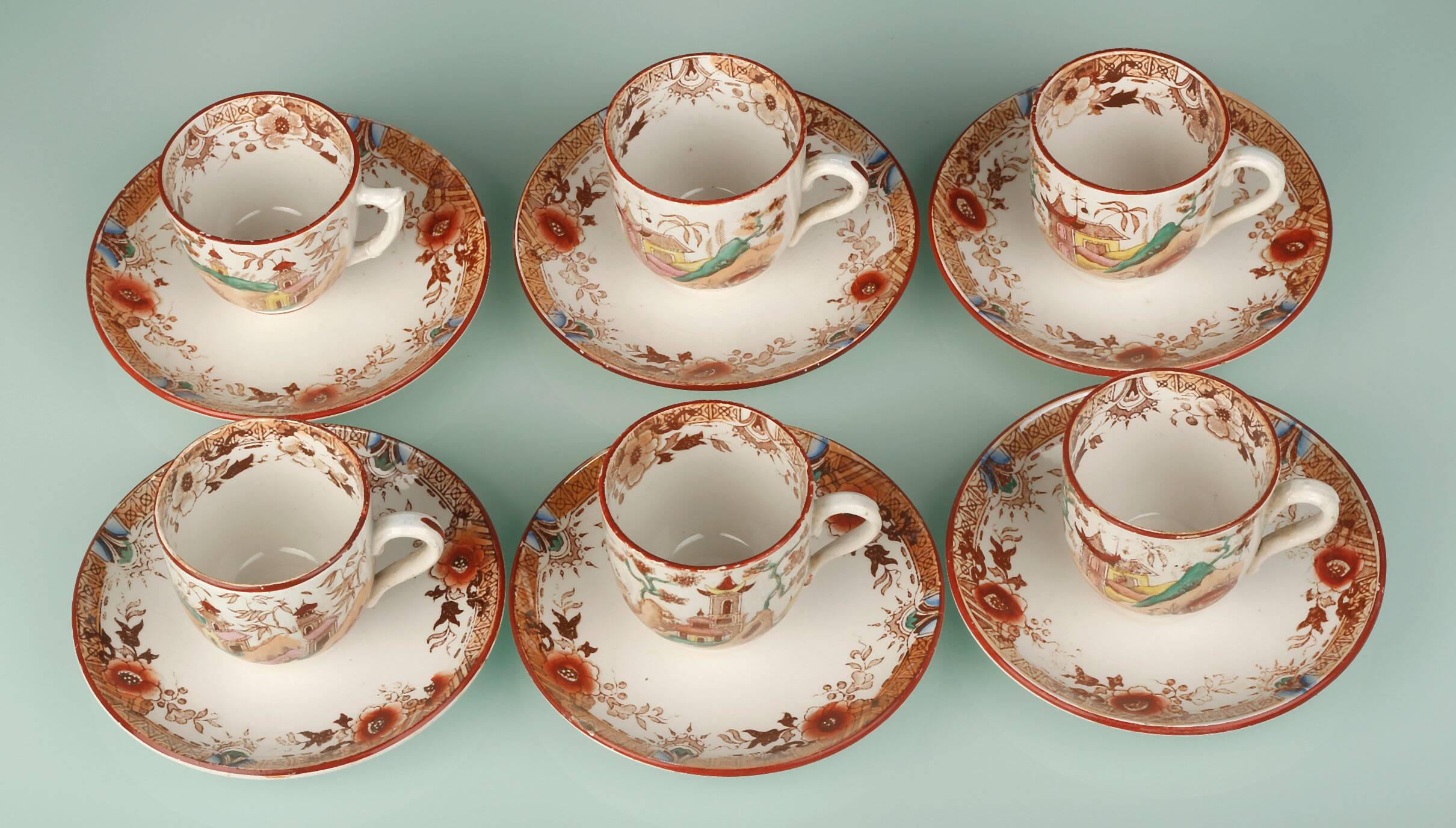 Coffee service Sarreguemines model Kyoto, 19th century