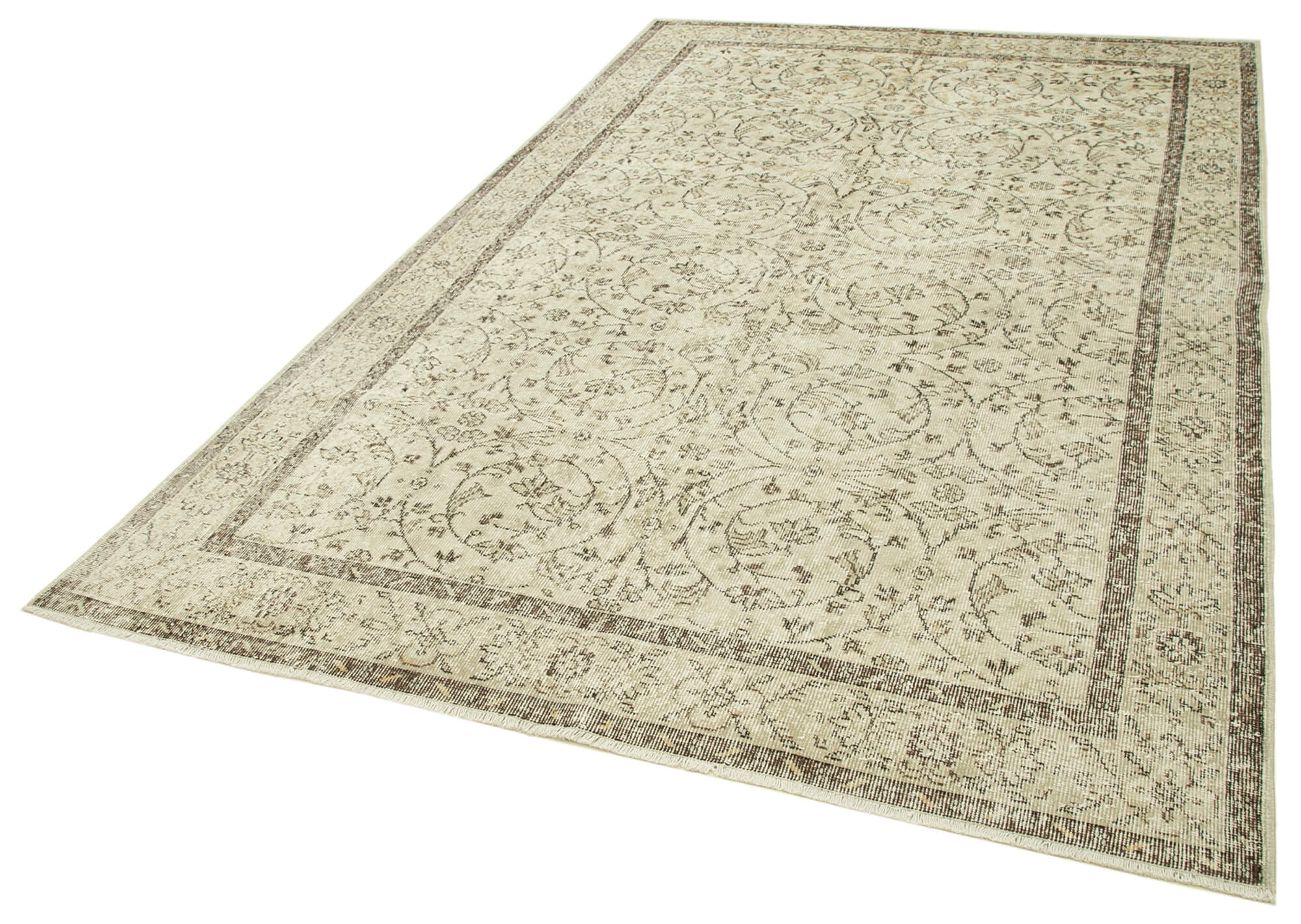 Handmade vintage oriental beige carpet 191 cm x 295 cm