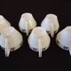 Set of six Art Deco white fine porcelain coffee cups and saucers