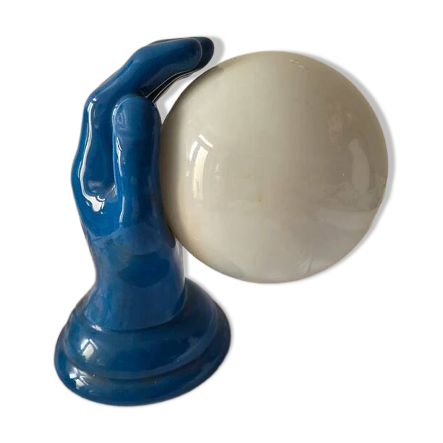 1980s wall lamp, hand with light globe, white ceramic - 80s design