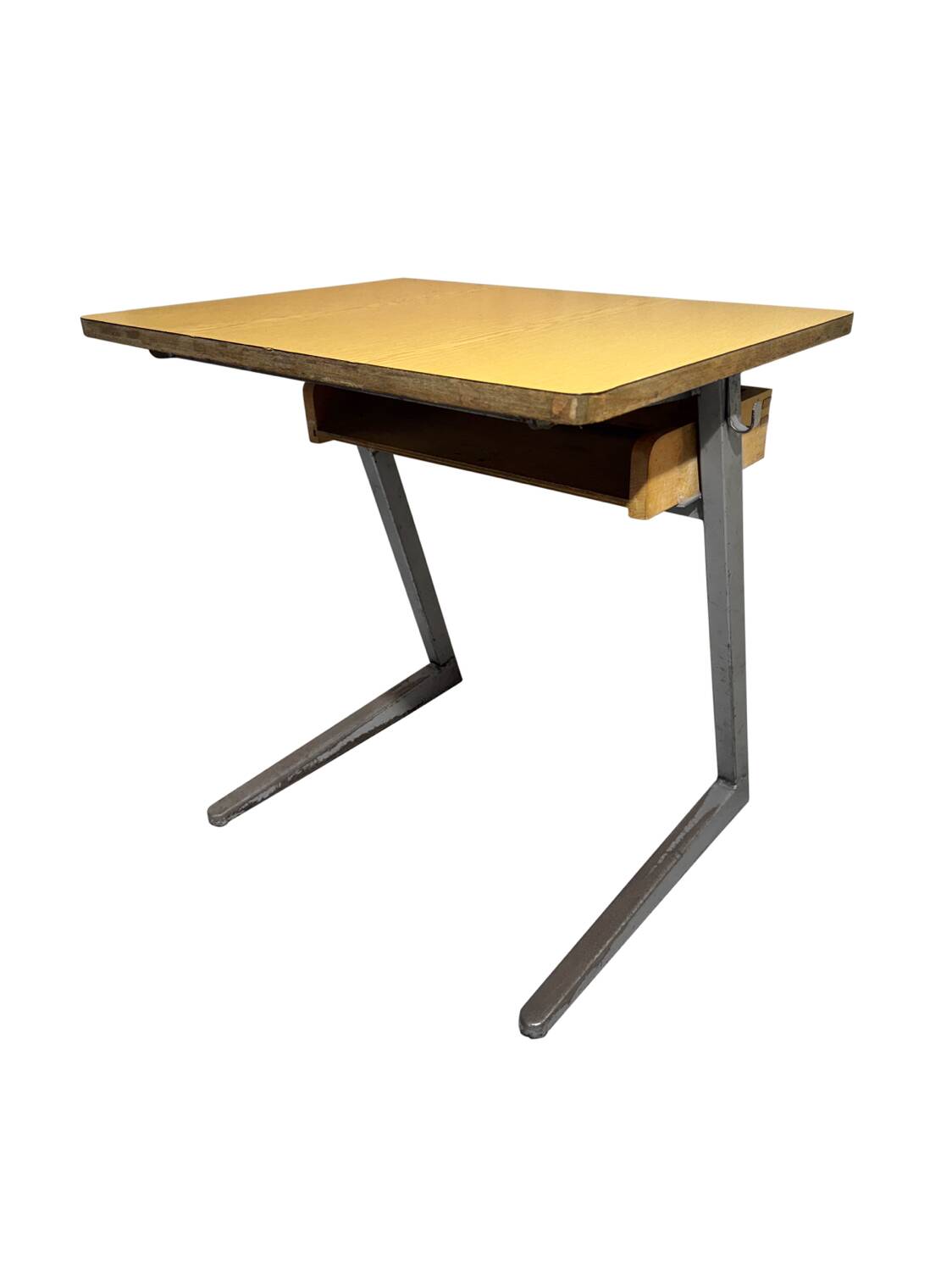 Small vintage wood and iron school desk from 1960-1970