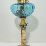 Lampe à huile en bronze, onyx, cristal et laiton./vintage /XXeme