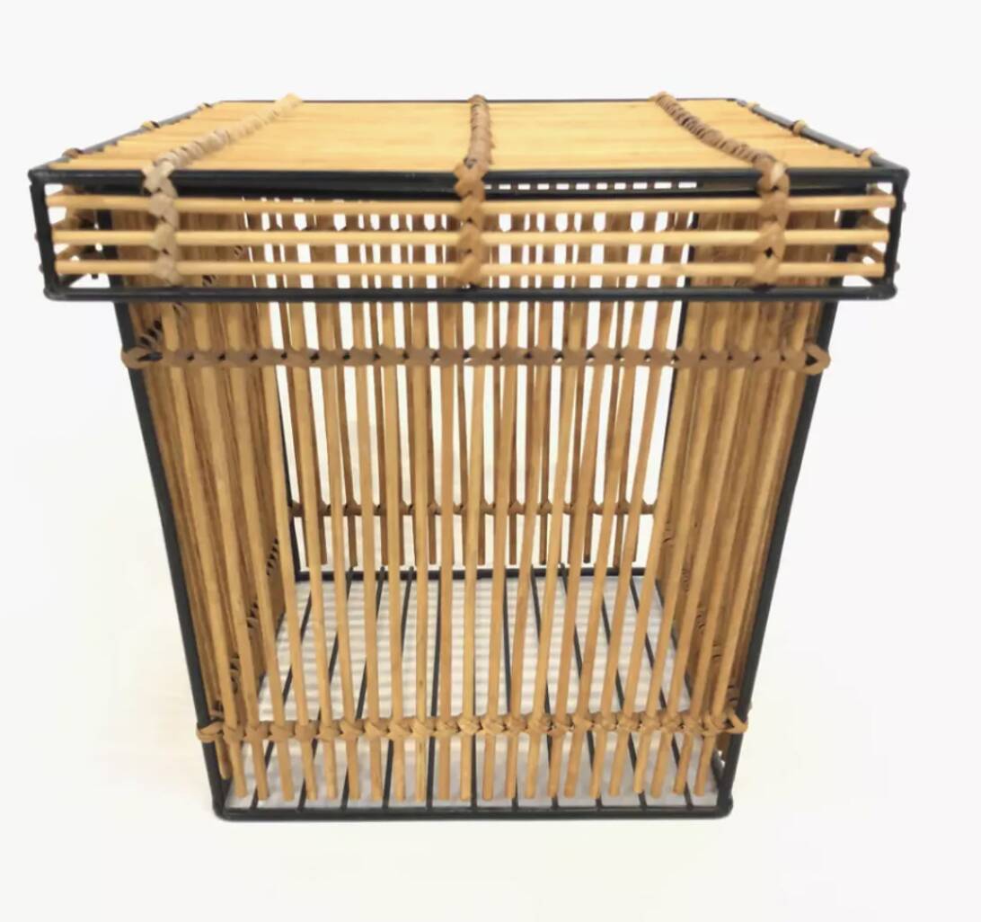 Mid Century Rohe Noordwolde rattan basket by Dirk van Sliedrecht 60's Design