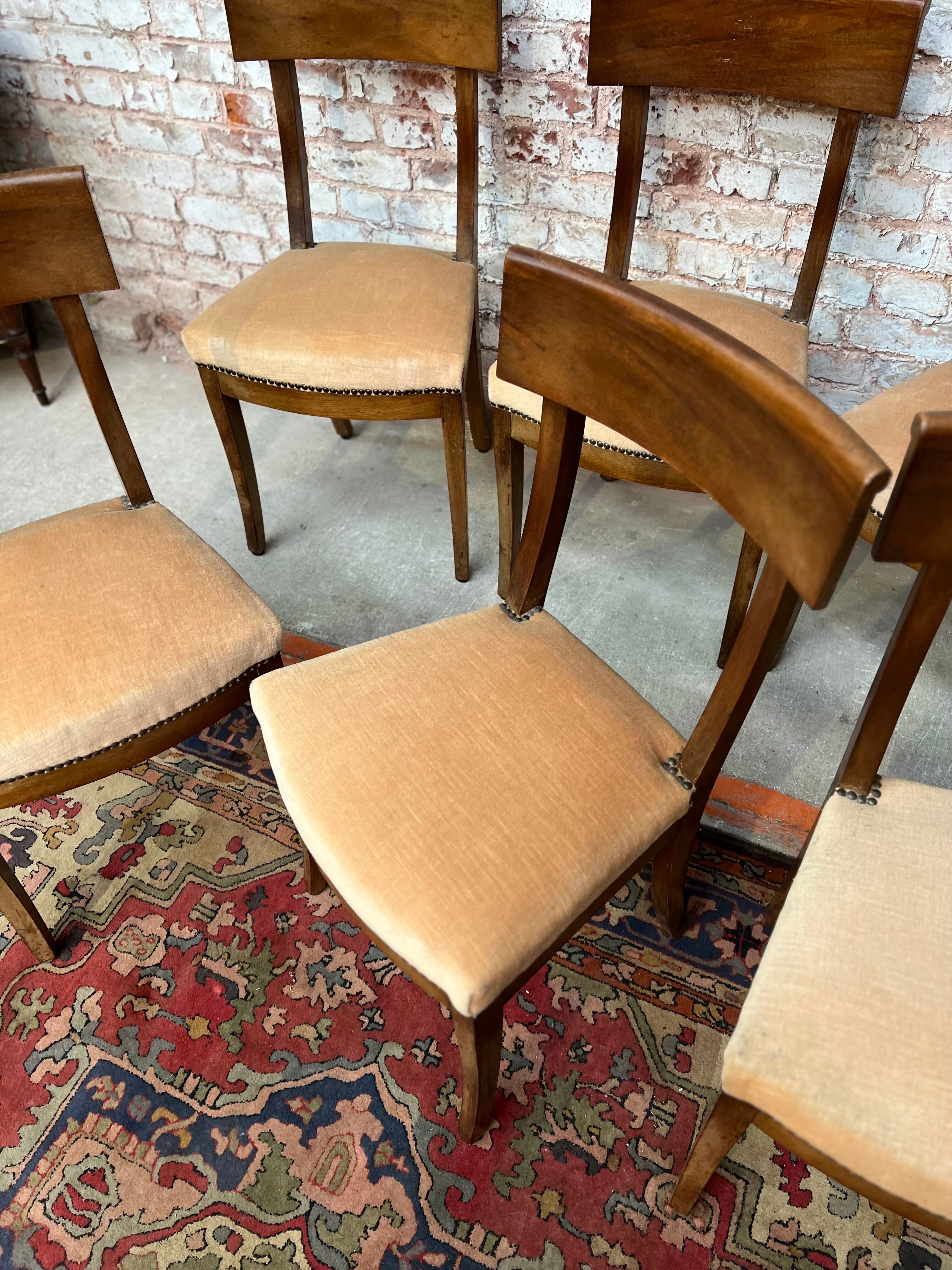 Suite of six mahogany chairs with 19th century Directoire style bands