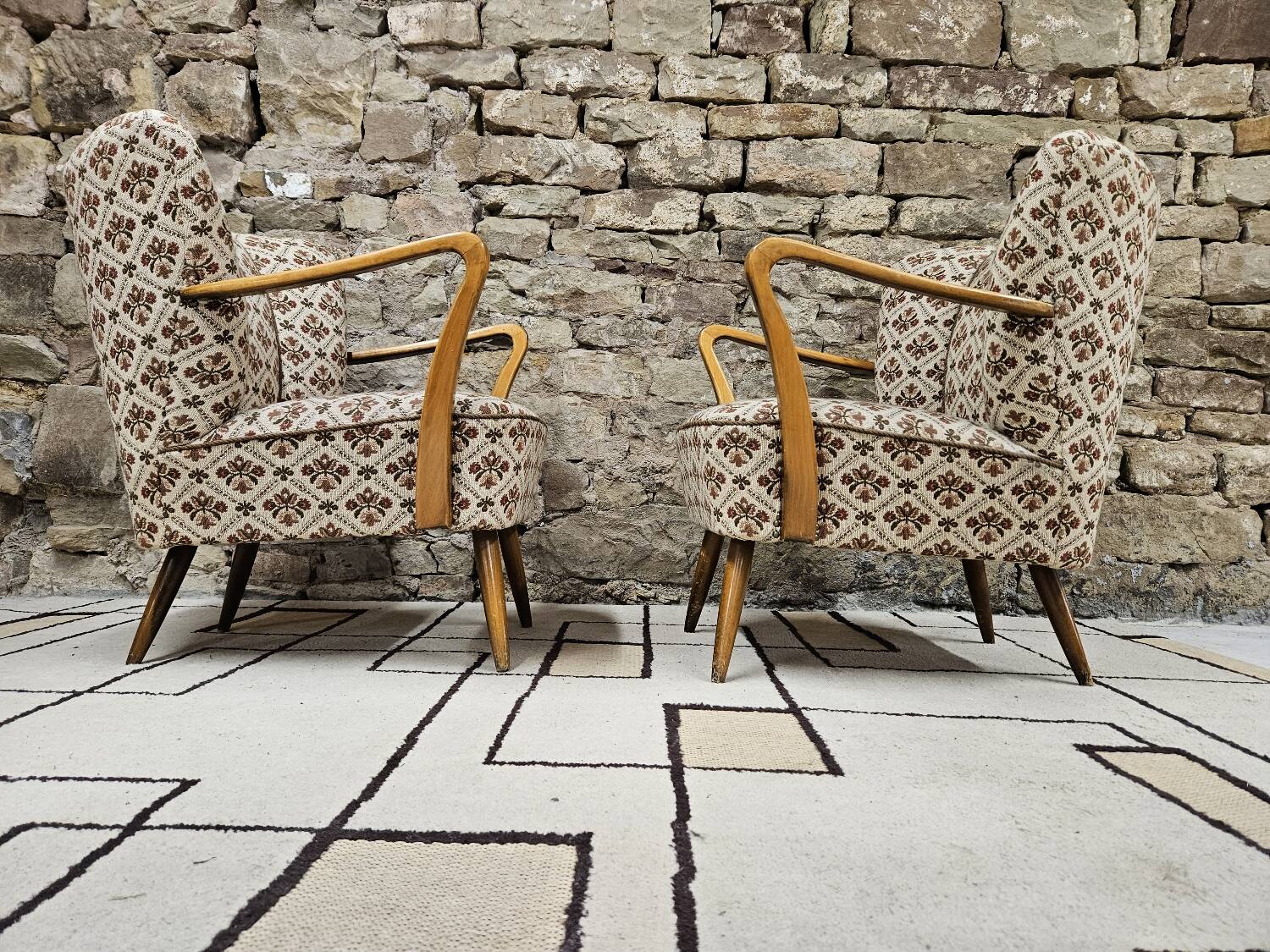 Pair of 1960 flowered armchairs