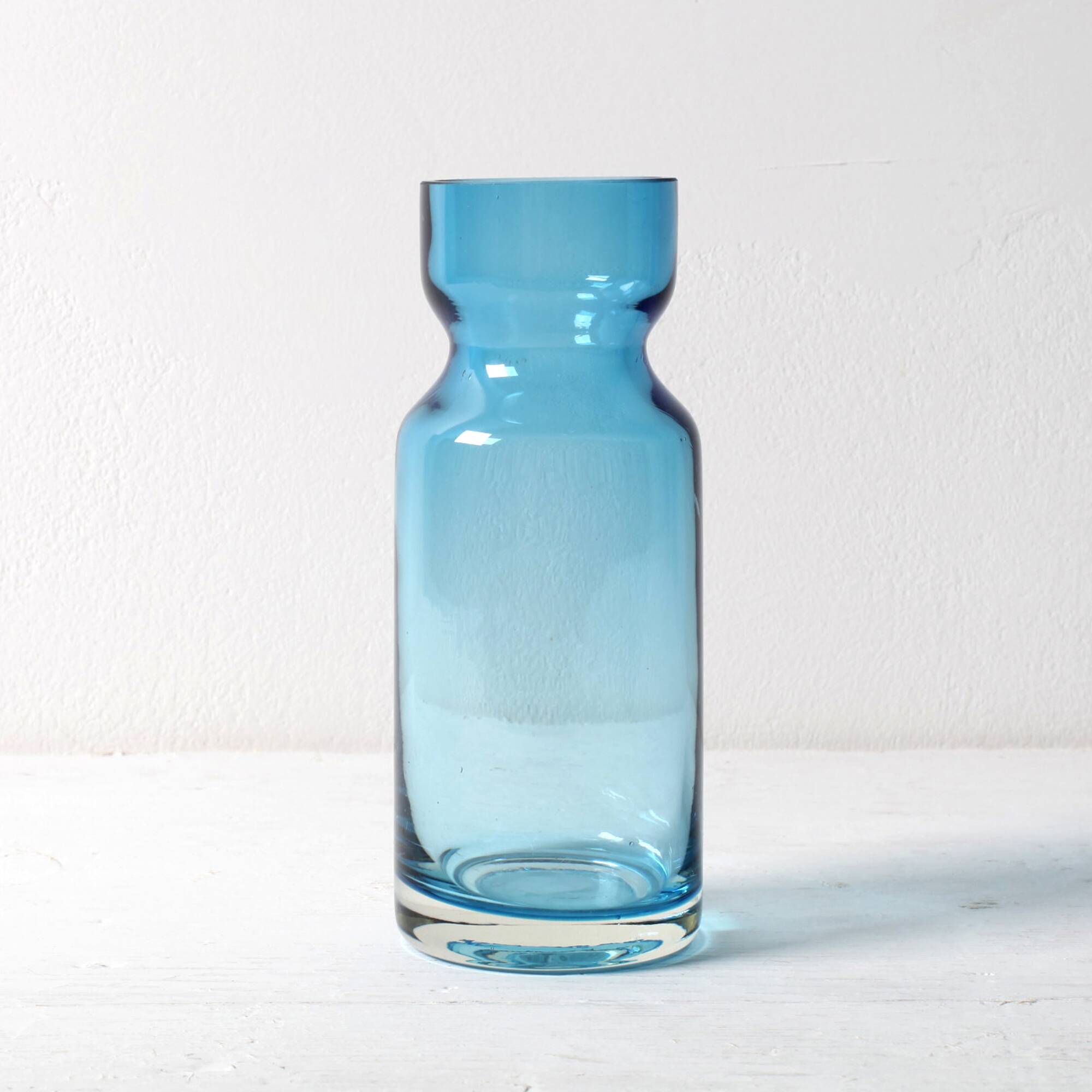 Small Vintage Blue Glass Vase / Mid-century Stylish Vase / Sweden / 1980s