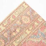 3x12 Pale Red Cream Soft Wool Vintage Runner Rug
