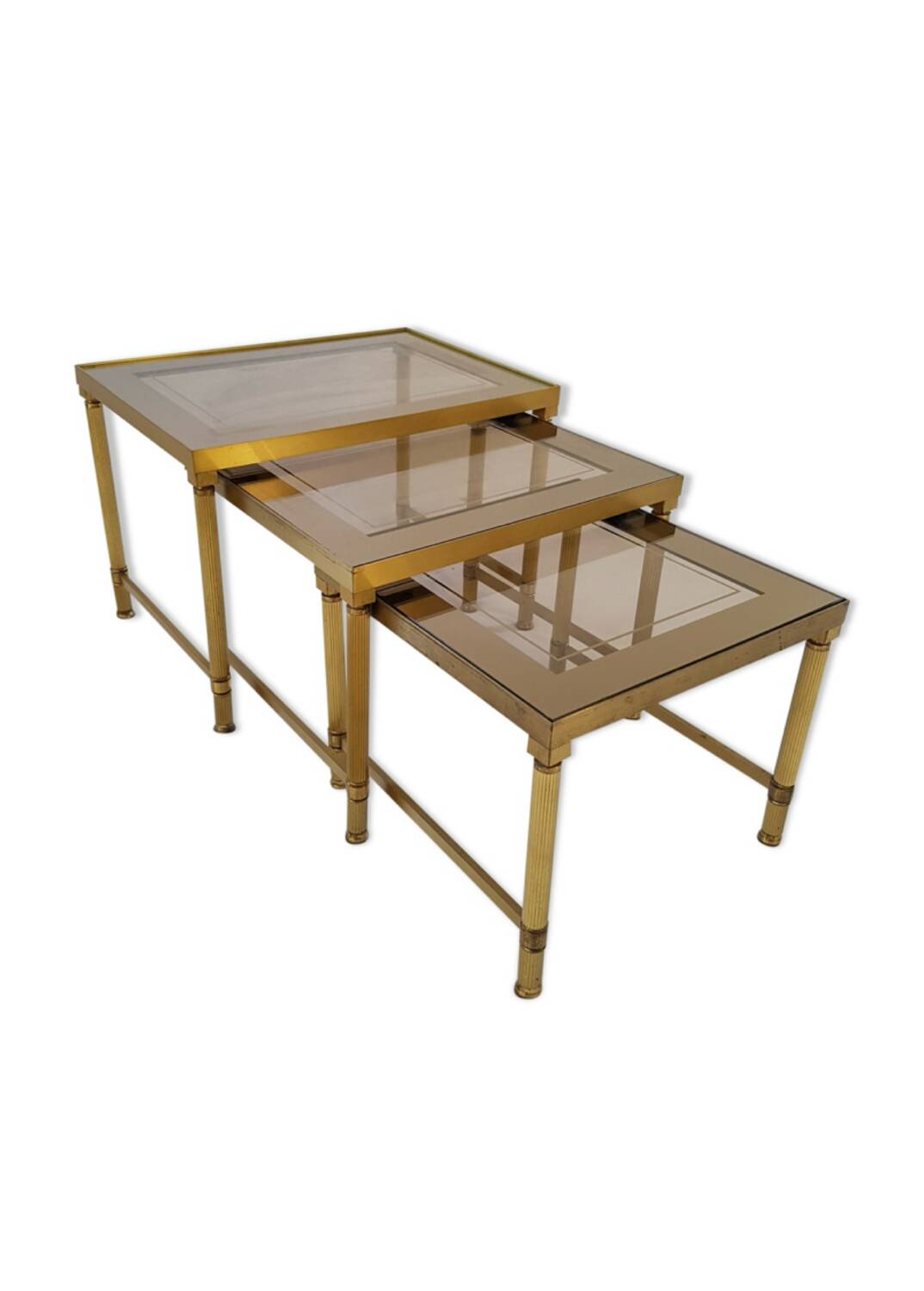 Vintage 70s brass nesting table