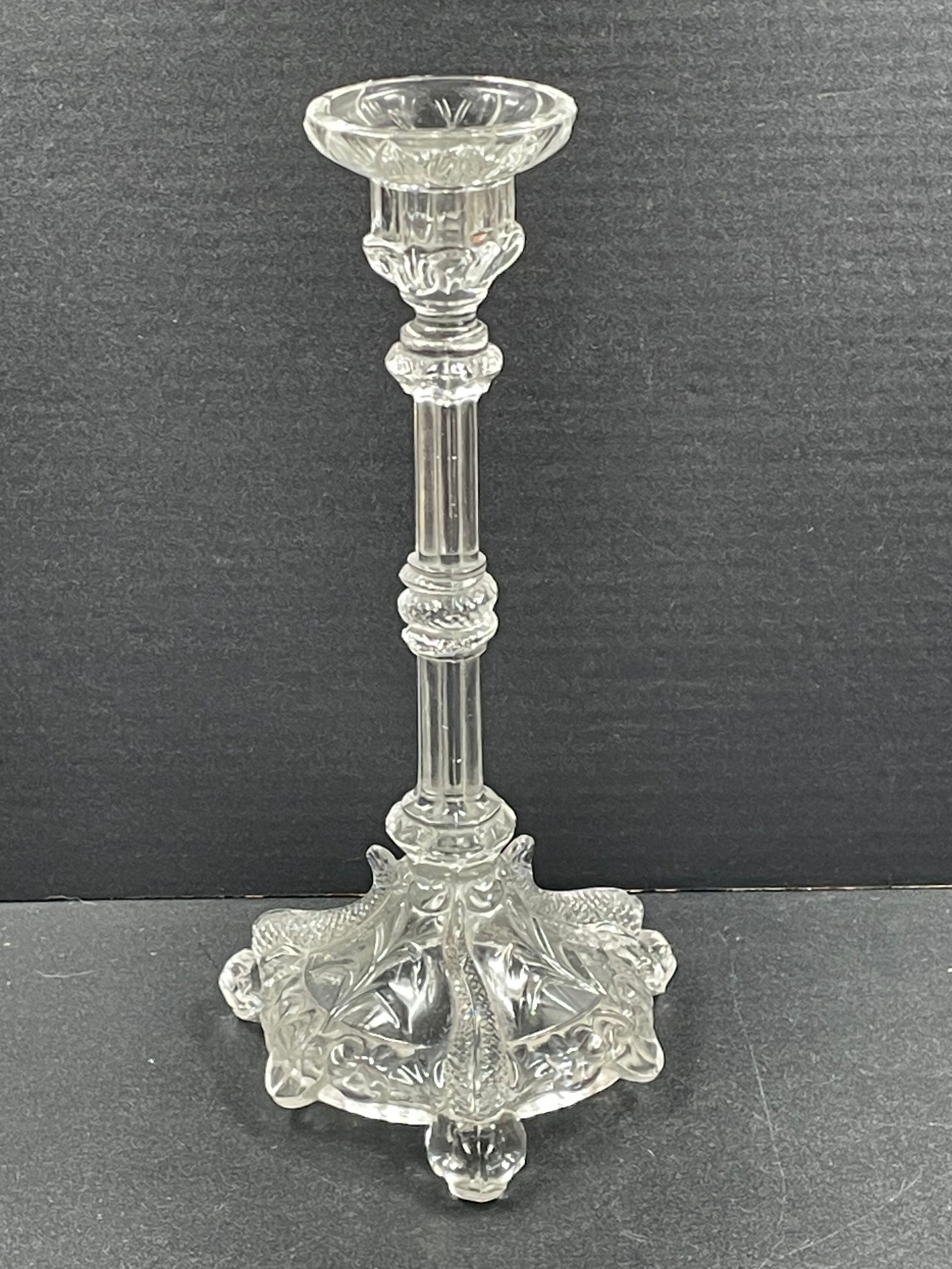 Tripod candle holder stylized foot dolphinfish, glass, very trendy