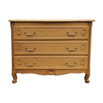 Louis XV style chest of drawers, in blond wood, vintage 60s