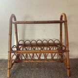 Side table with bamboo magazine holder from the 70s