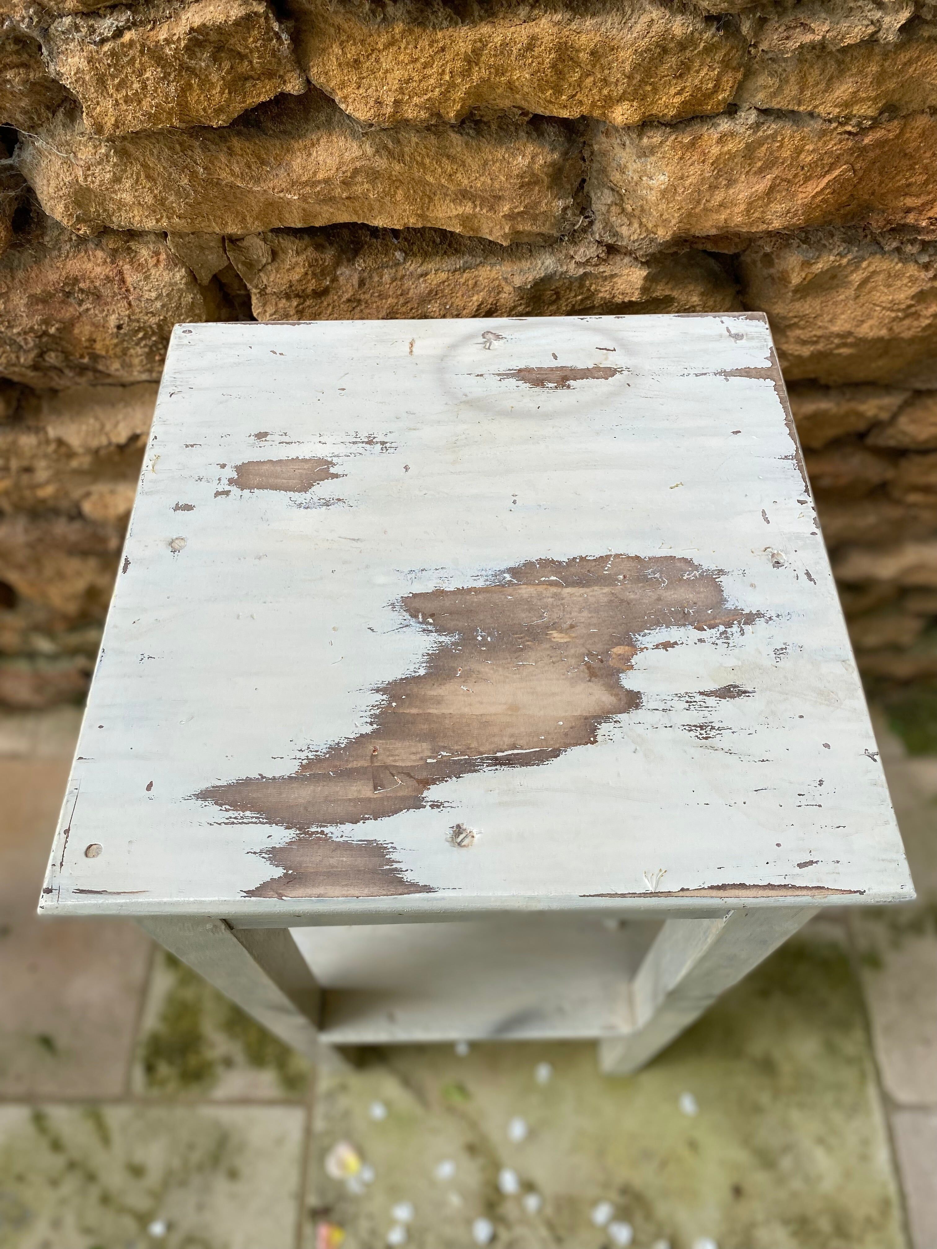 Antique patinated wooden side table