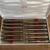 Complete silver metal cutlery housewife for 12 people