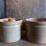 Three XXeme jam jars in glazed earth