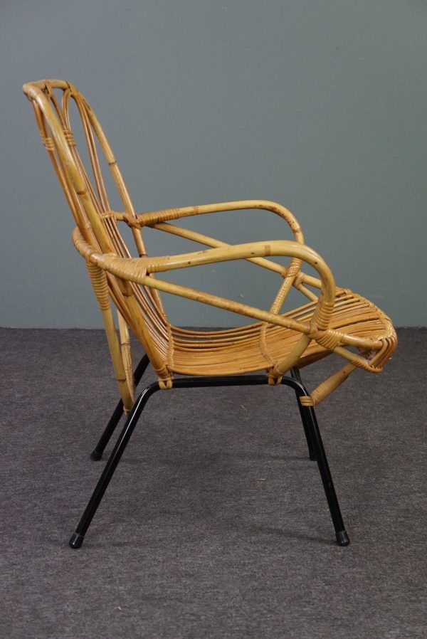 Fauteuil en rotin Dutch Design 1960