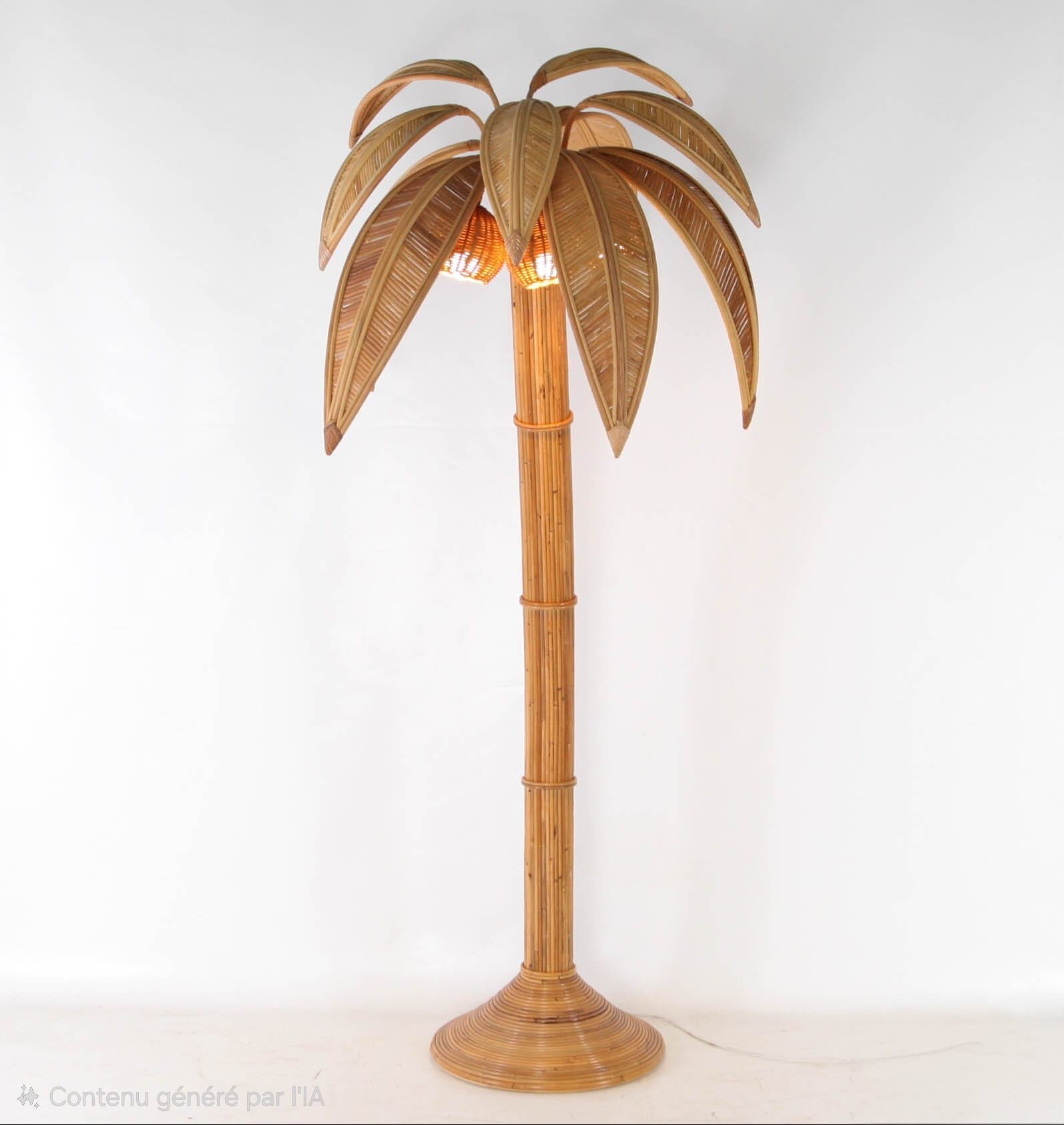 "Palm tree" floor lamp in rattan