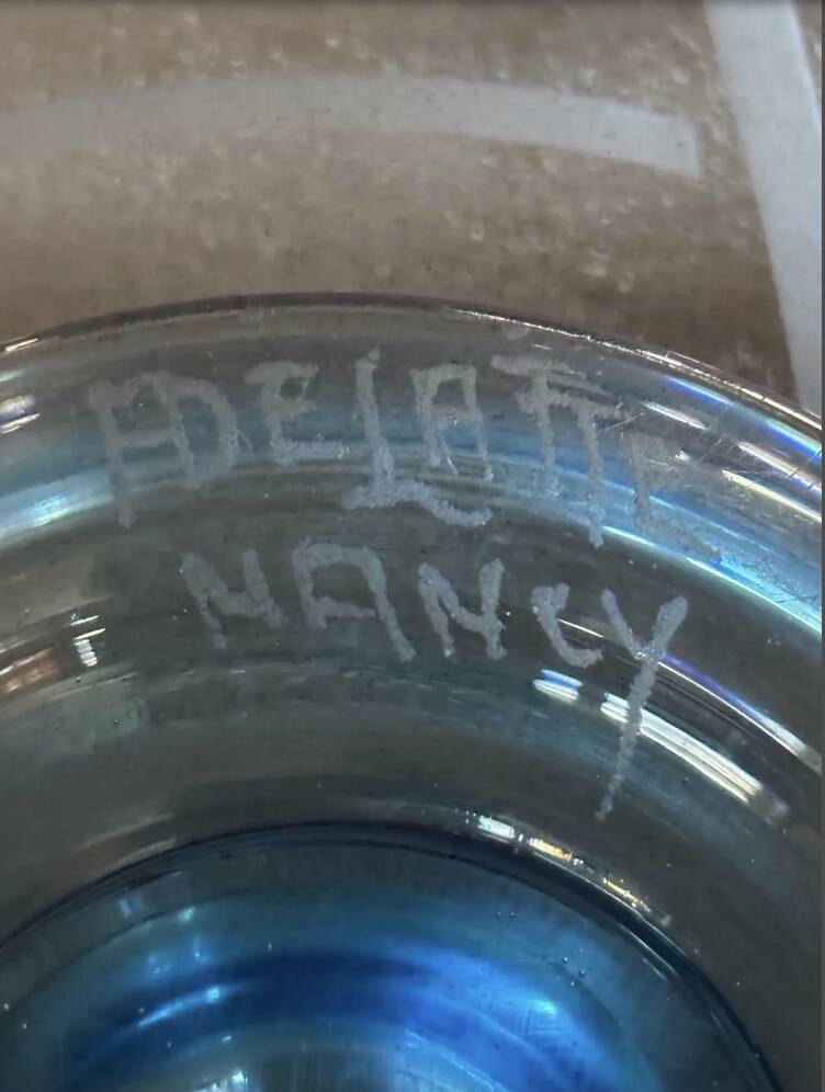 Beautiful large glass bowl signed André Delatte - Nancy