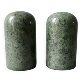 Green marble salt and pepper shakers, 1980s