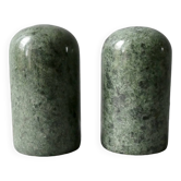 Salière et poivrière en marbre vert, années 80